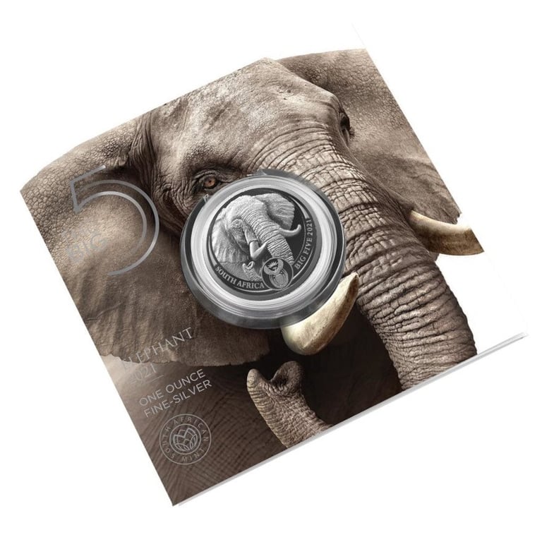 Silver Elephant 1 oz - Big Five Series II - 2021 in the original coin case