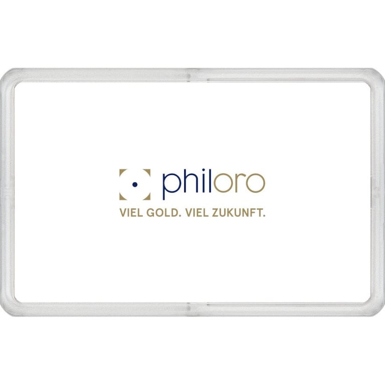 Back of the Gold bar 0.5 g - philoro gift card “Happy holidays”