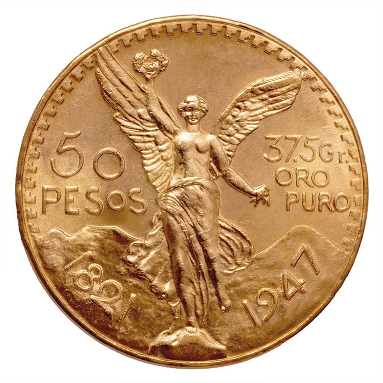 Front of the Gold Centenario 50 Mex. Pesos