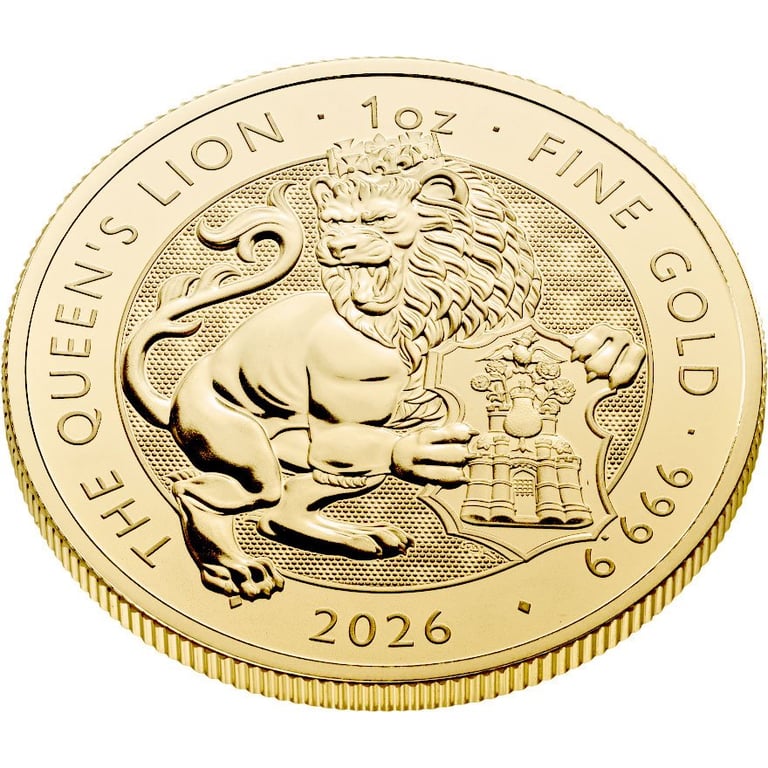 Side View of the Queen's Lion 1 oz - Royal Tudor Beasts 2025