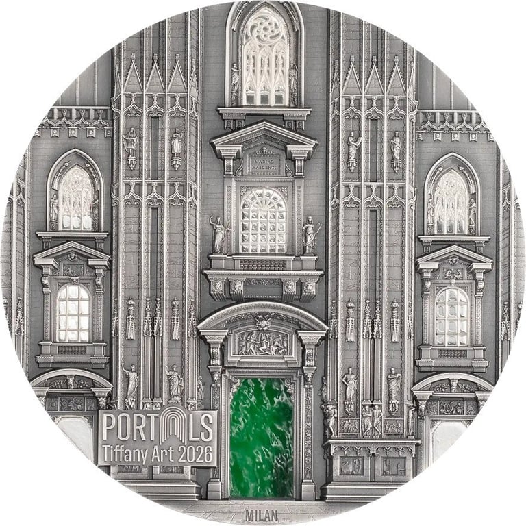 Front of the Silver Tiffany Art Portals Milan & Prague 3 oz 2026