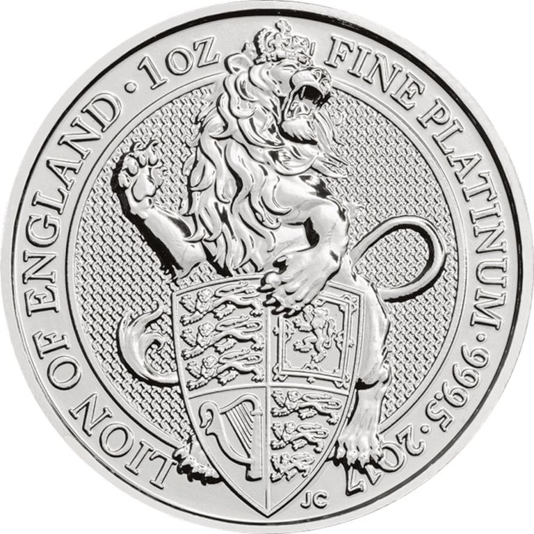 Front of the Platinum The Queen's Beasts 1 oz - Lion of England 2017