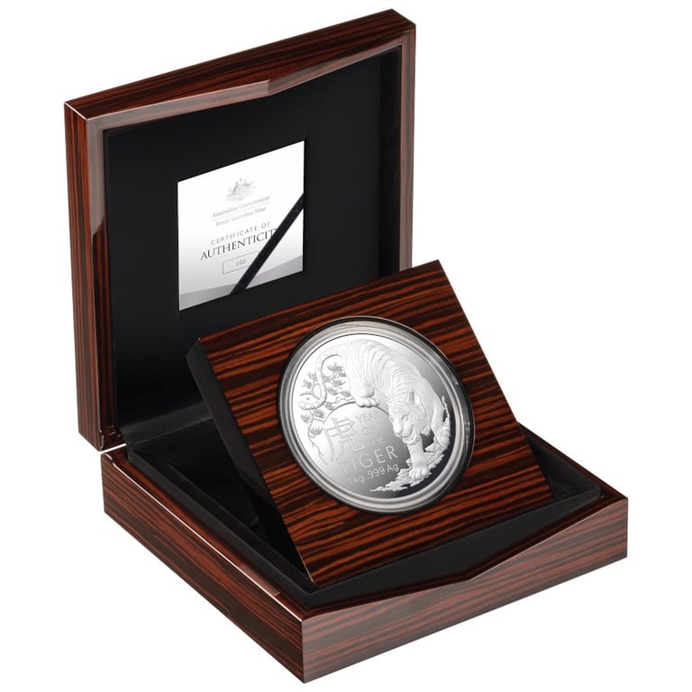 Silver Lunar Tiger 1000 g PF - RAM 2022 in the original coin case