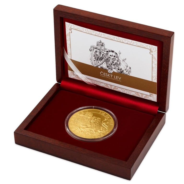Gold Czech Lion 5 oz - 2019 in the original coin case