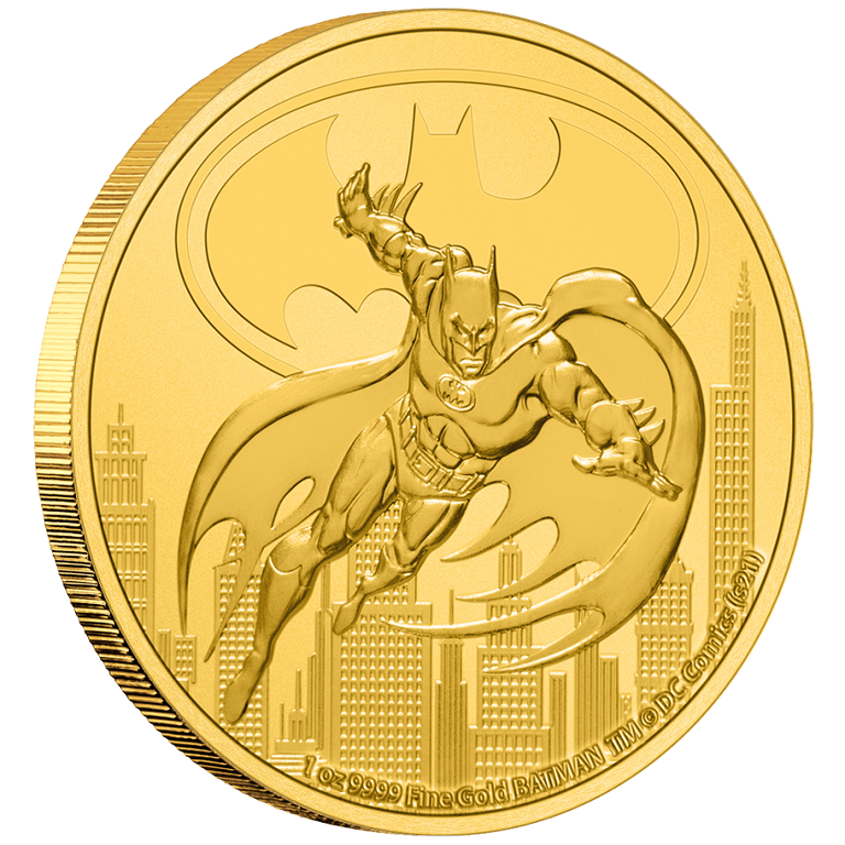 Side view of the Gold DC Comics 1 oz - Batman