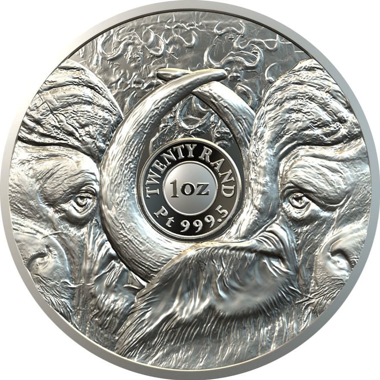 Back of the Platinum Buffalo 1 oz PF - Big Five South Africa