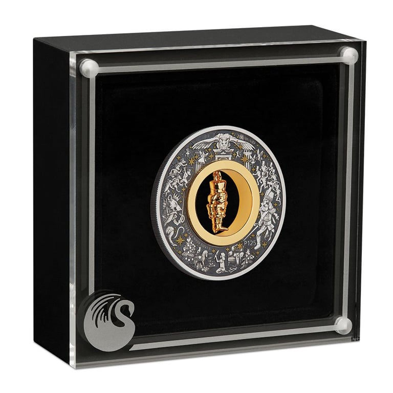 Silver The Christmas Nutcracker 2 oz - Antique Finish 2024 in the original coin case