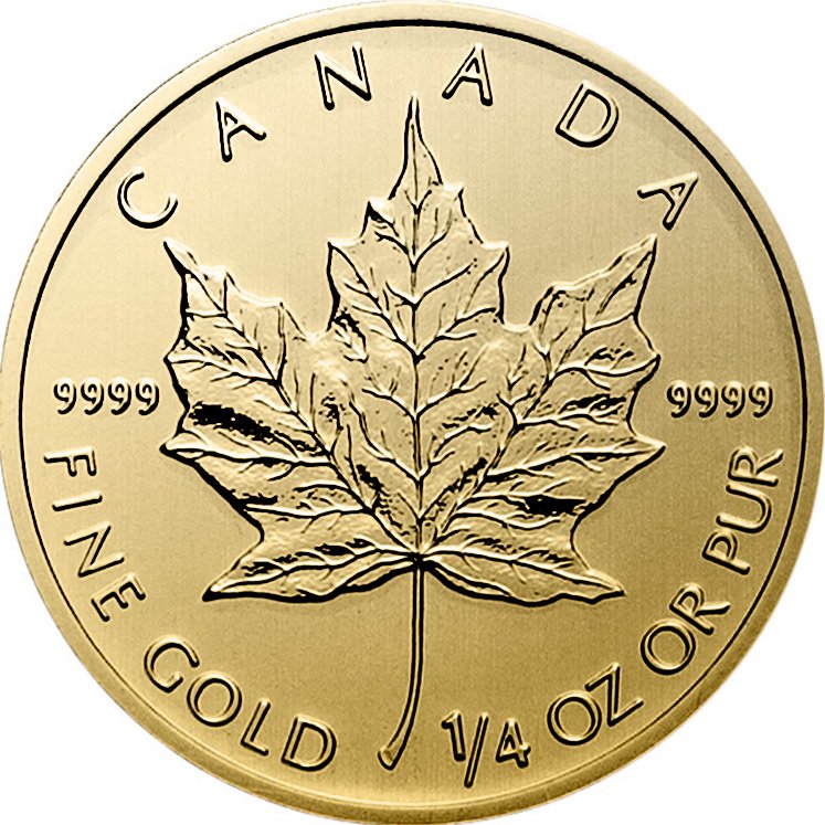 Front of the Gold Maple Leaf 1/4 oz