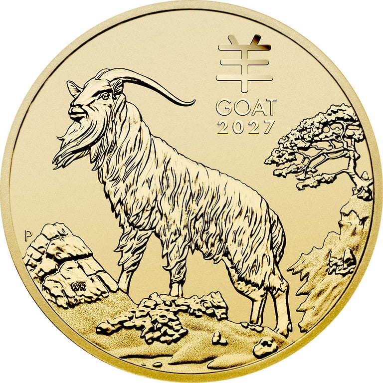 Front of Gold Lunar III 1/2 oz - Goat 2027