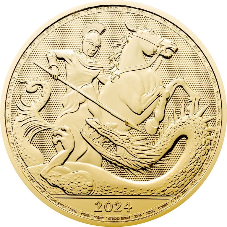 Front of the Gold St George and the Dragon 1 oz - 2024