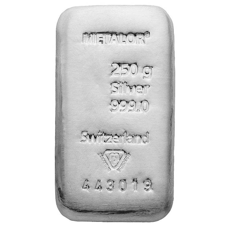 Front of the Silver bar 250 g