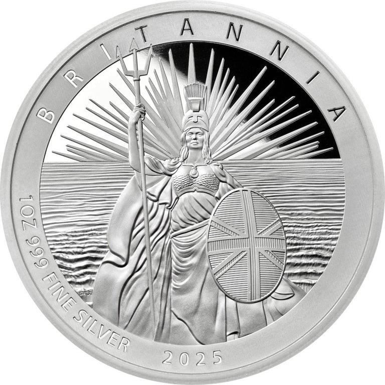 Front of the Silver Britannia 1 oz PF - 2025