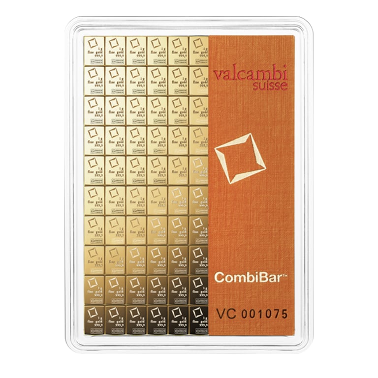 Front of the Gold CombiBar® 100 g - Valcambi