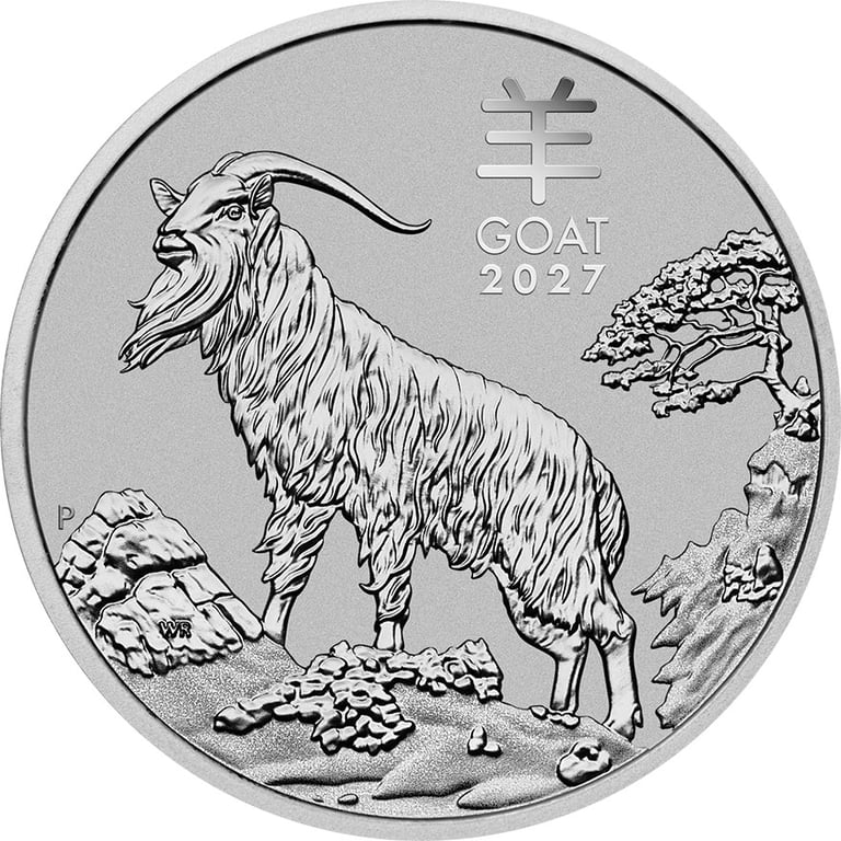 Front of Platinum Lunar III 1 oz - Goat 2027
