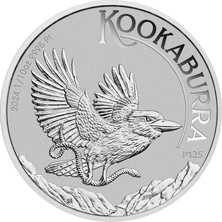 Front of the Platinum Kookaburra 1/10 oz - 2024