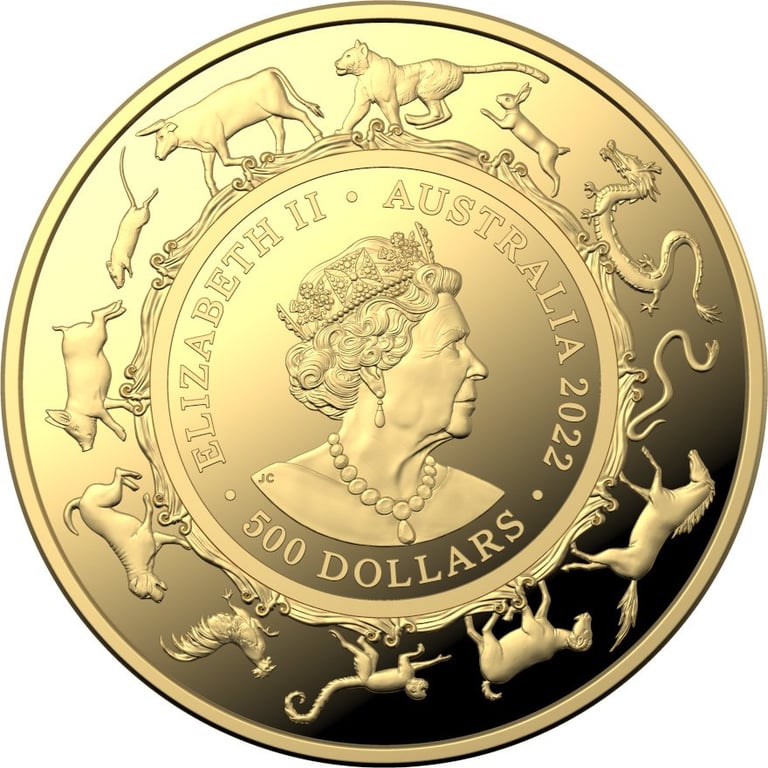 Back of the Gold Lunar Tiger 5 oz PF - RAM 2022