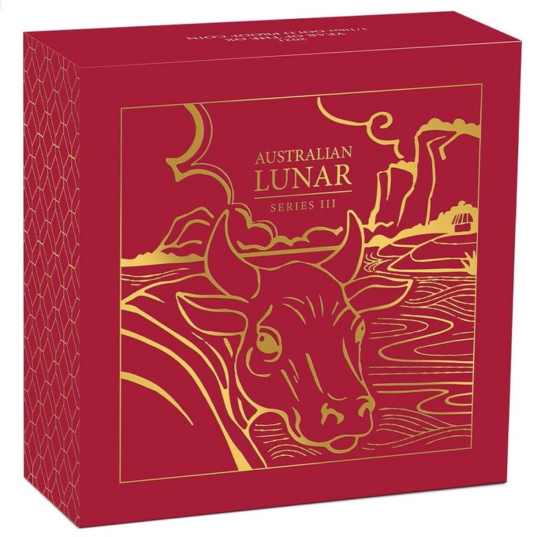 Original coin case of the Gold Lunar III Ox 1/10 oz PF - 2021
