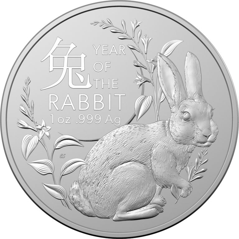 Front of the Silver Lunar Rabbit 1 oz - RAM 2023
