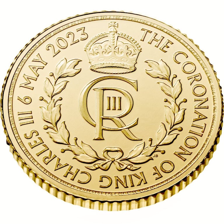 Side view of the Gold King Charles III - Coronation 1/10 oz - The Royal Mint 2023