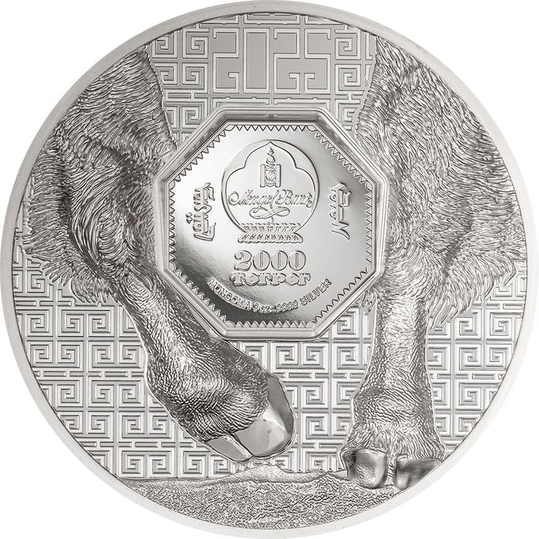 Back of the Silver Bison 3 oz PF - High Relief 2025