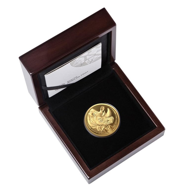 Gold Rhino 1 oz PP - Big Five Series II - 2022 in the original coin case