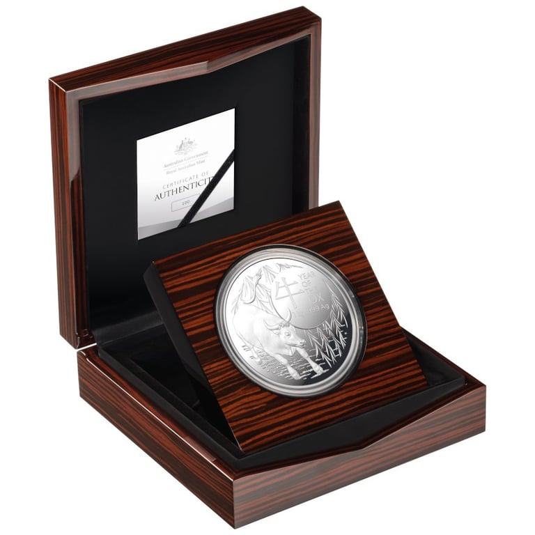 Silver Lunar Ox 1000 g PF - RAM 2021 in the original coin case