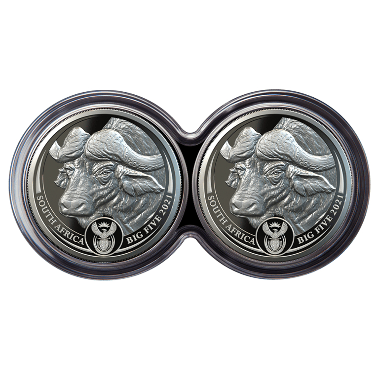 Front of the Silver Buffalo Big Five Series I - 2 x 1 oz PP set double capsule