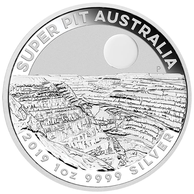 Front of the Silver Super Pit Australia 1 oz - various years