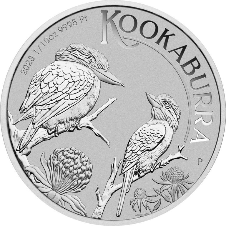 Front of the Platinum Kookaburra 1/10 oz - 2023