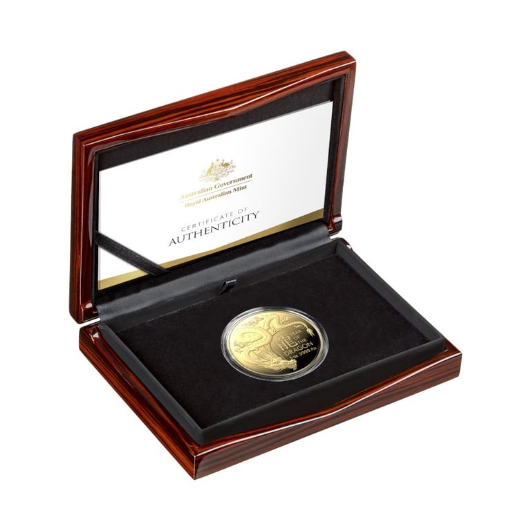 Gold Lunar Dragon 5 oz PF - RAM 2024 in the original coin case