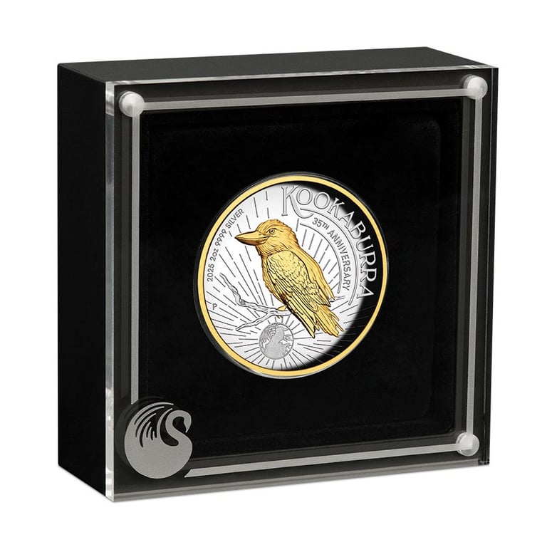 Silber Kookaburra 2 oz Proof - High Relief 2025 in the original coin case