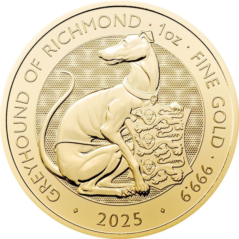 Front of the Greyhound of Richmond 1 oz - Royal Tudor Beasts 2025