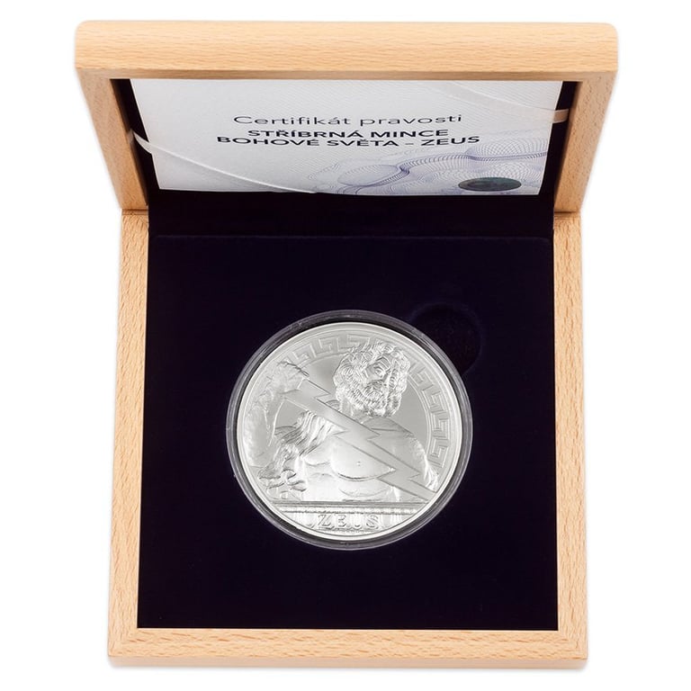 Silver 5 oz Ancient Gods - Zeus 2020 in the original coin case