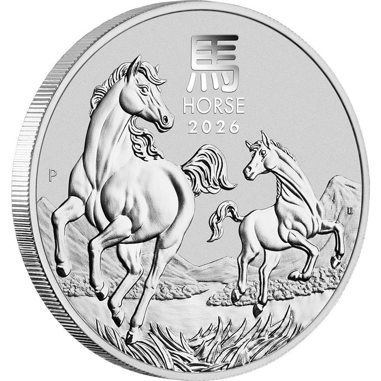 Side View of the Silver Lunar III 5 oz - Horse 2026