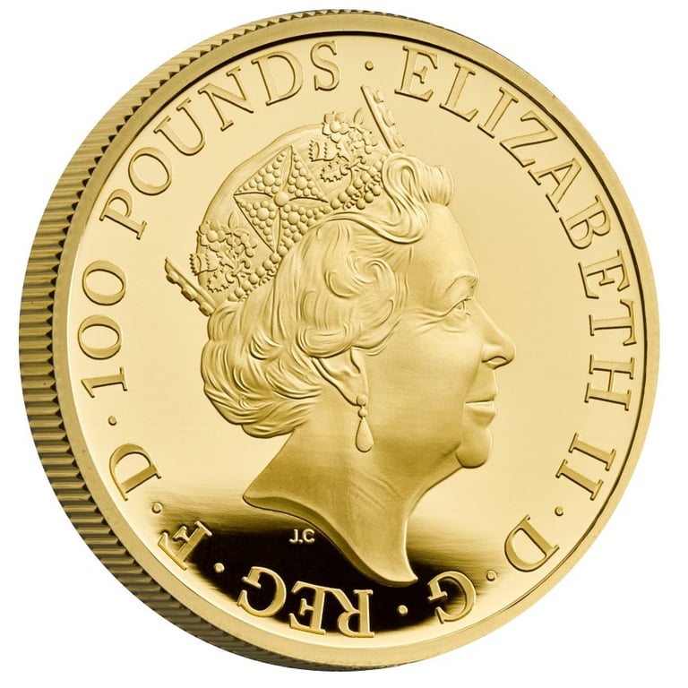 Back of the Gold The Queen's Beasts - Completer Coin - 1 oz PF - 2021