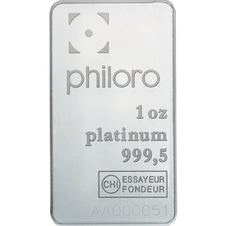 Front of the Platinum bar 1 oz - philoro
