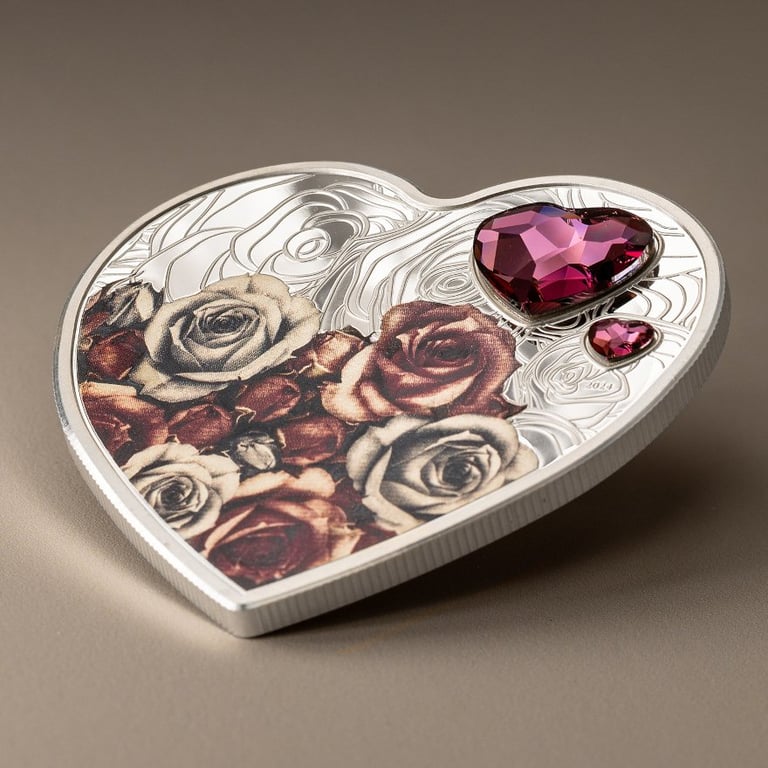 Side view of the Silver heart Brilliant Love 20 g PF - 2024