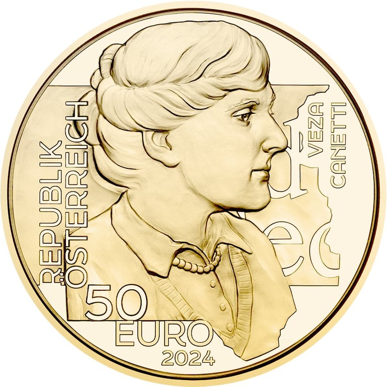 Front of the Gold Austria’s Unsung Heroines - ""Veza Canetti"" 50 EUR AUT PF -  2024