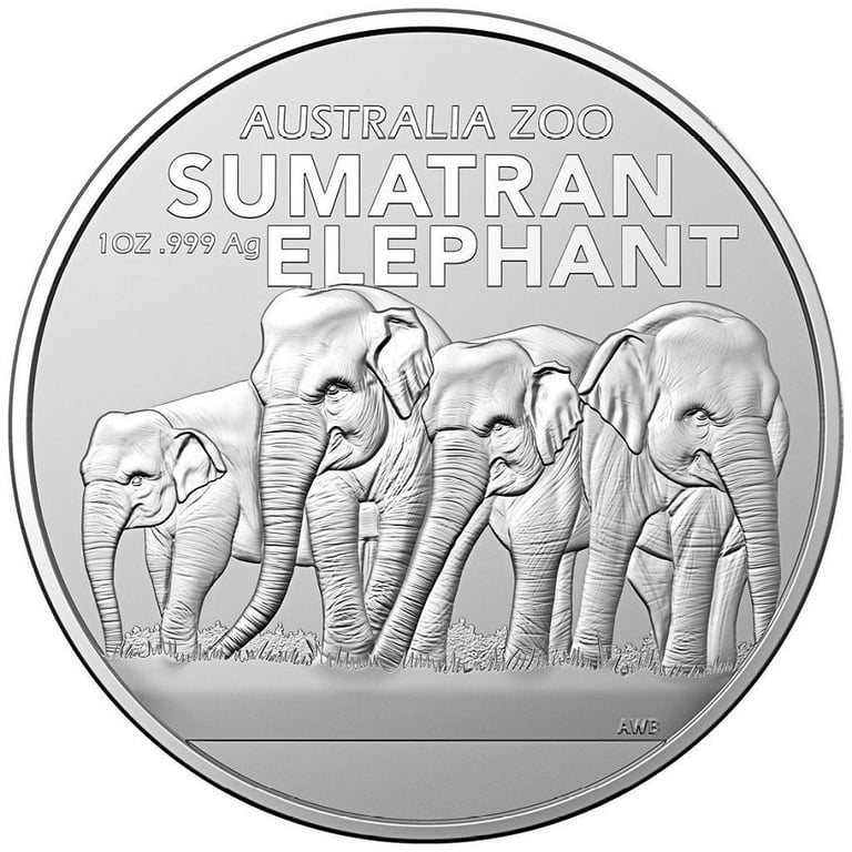 Front of the Silver Australia Zoo 1 oz - Elephant