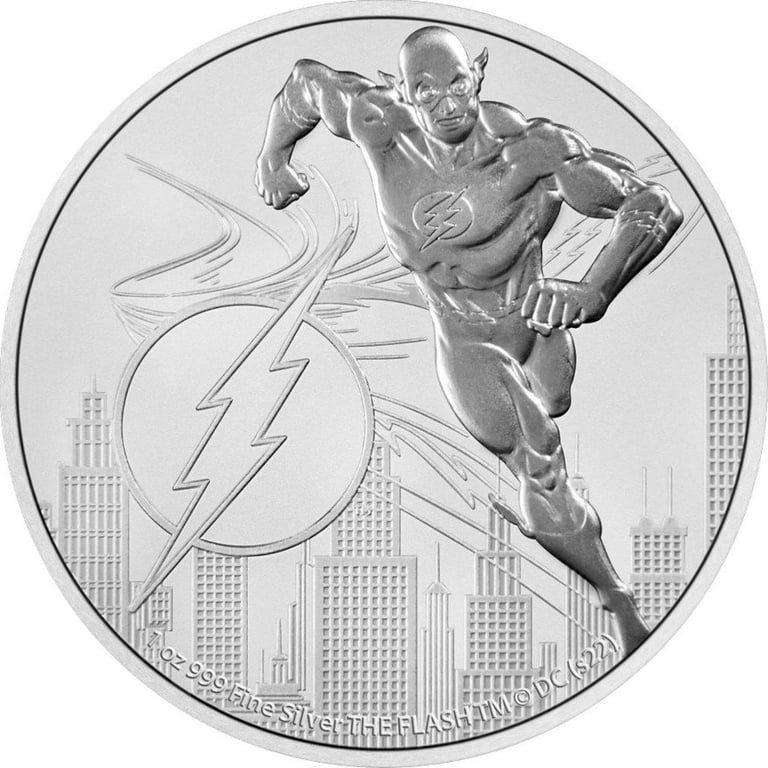 Front of the Silver DC Comics 1 oz - The Flash