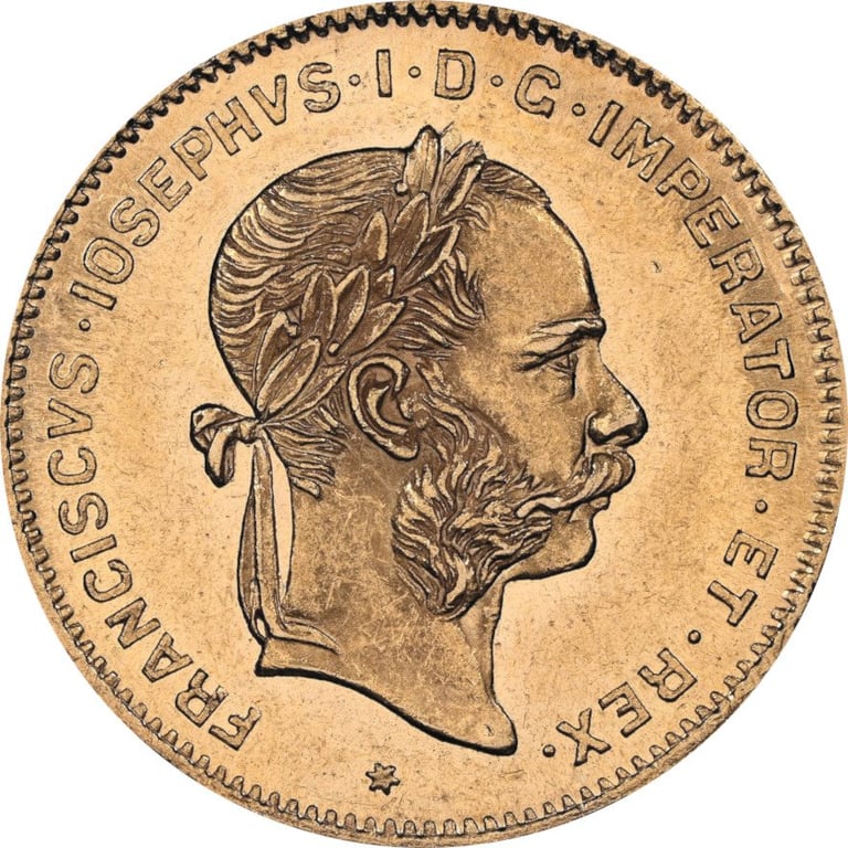 Front of the Gold 4 Florin Gulden - various years