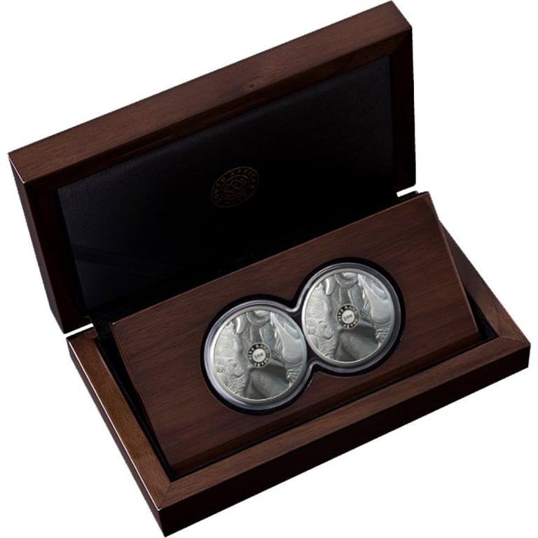 Silver Rhino Big Five Series l - 2 x 1 oz PP Set Double Capsule - 2020 in the original coin case