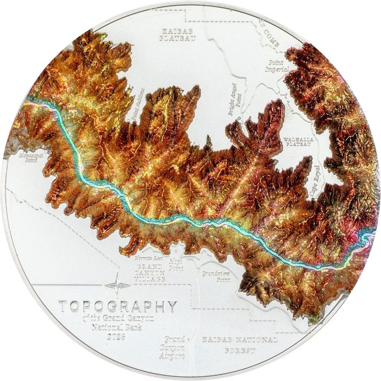 Front of the Silver Topography Grand Canyon 5 oz PF - Ultra High Relief 2023