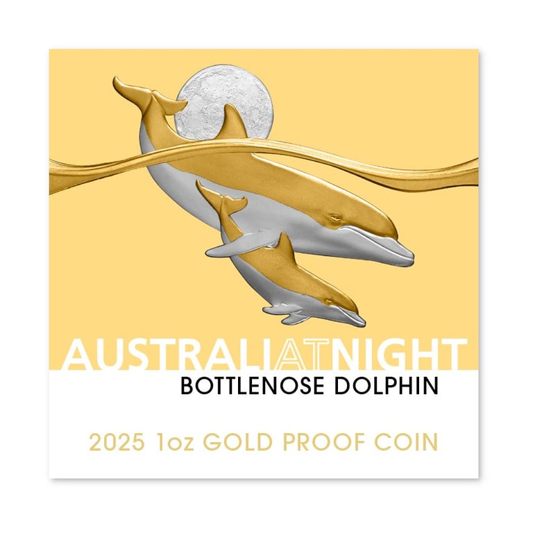 Original coin case of the Gold Bottlenose Dolphin 1 oz - Platinum-plated 2025