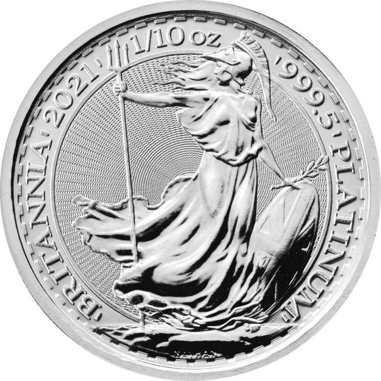 Front of the Platinum Britannia 1/10 oz - random years