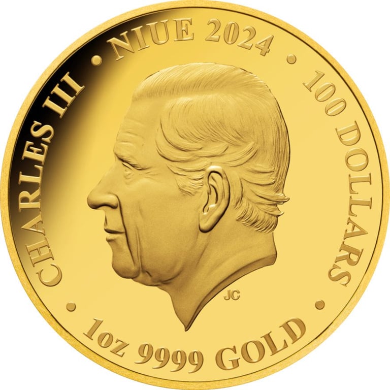 Back of the Gold Little Penguin 1 oz PF - Platinum coated 2024