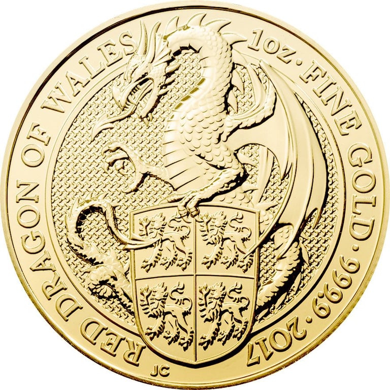 Front of the Gold The Queen's Beasts 1 oz - Red Dragon of Wales