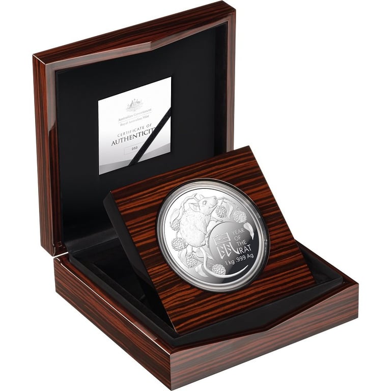 Silver Lunar Rat 1000 g PF - RAM 1st Edition in the original coin case