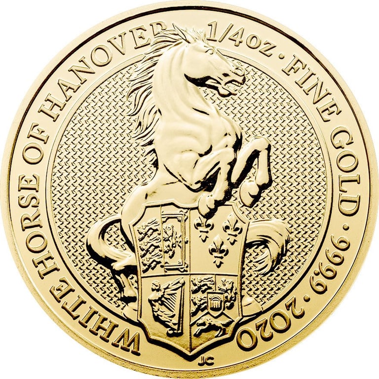 Front of the Gold The Queen's Beasts 1/4 oz - White Horse of Hanover