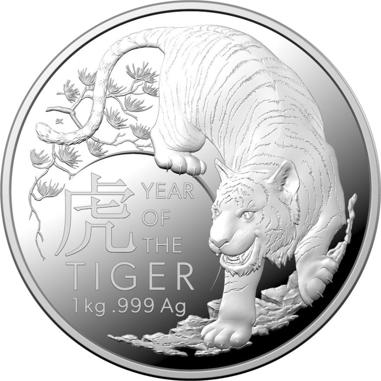 Front of the Silver Lunar Tiger 1000 g PF - RAM 2022